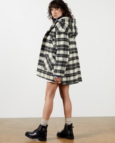 Ted Baker TORTIS Check Hooded Coat – checked winter coats with hoods - flipped