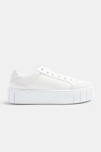 Topshop CHELSEA White Lace Up Trainers