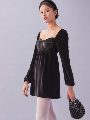 REFORMATION Chestnut Dress ~ black velvet babydoll dresses