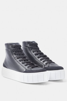 Topshop CHIVE Black High Top Trainers | thick sole sneakers - flipped