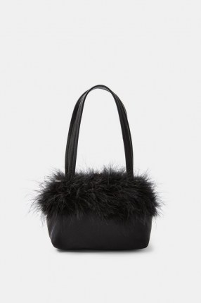 TOPSHOP CLUELESS Black Feather Grab Bag ~ glamorous handbags ~ party accessories - flipped