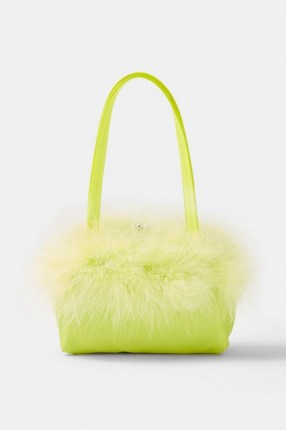 TOPSHOP CLUELESS Lime Green Feather Grab Bag ~ glam bags - flipped