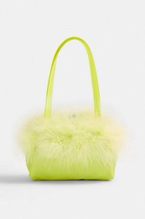 TOPSHOP CLUELESS Lime Green Feather Grab Bag ~ glam bags
