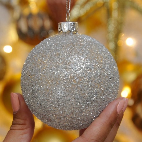 8cm Crusted Glass Christmas Tree Bauble - flipped