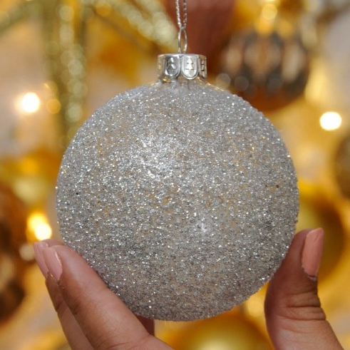 8cm Crusted Glass Christmas Tree Bauble