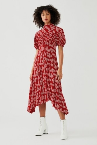 JENNA DRESS Linear Floral Red - flipped