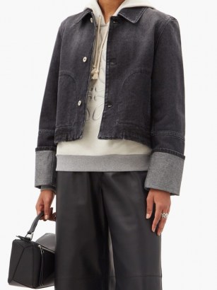 LOEWE Cropped denim jacket / black demin jackets / turned up cuffs / casual clothing - flipped