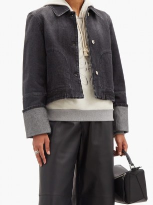 LOEWE Cropped denim jacket / black demin jackets / turned up cuffs / casual clothing