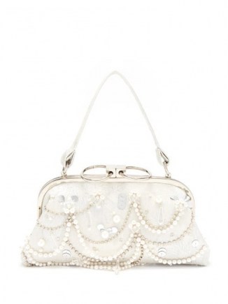 ERDEM Crystal-embellished floral-brocade clutch bag ~ white occasion bags ~ vintage style glamour - flipped