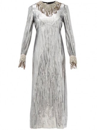 GUCCI Crystal-embellished lamé dress ~ metallic-silver event wear ~ glamorous vintage look evening dresses