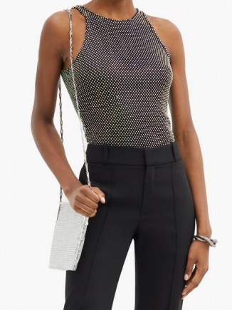 DAVID KOMA Crystal-embellished mesh top / sparkly sleeveless tops - flipped
