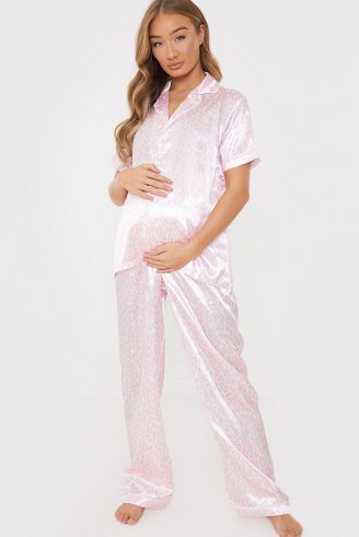 DANI DYER MATERNITY PINK LEOPARD PRINT PYJAMA SET ~ pyjamas ~ nightwear - flipped