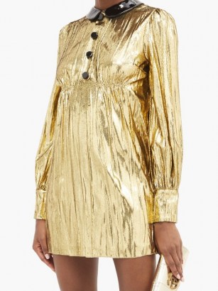 GUCCI Detachable-collar lamé mini dress ~ metallic-gold evening dresses ~ vintage style party glamour - flipped