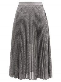 CHRISTOPHER KANE DNA pleated metallic tulle midi skirt / shimmering silver skirts