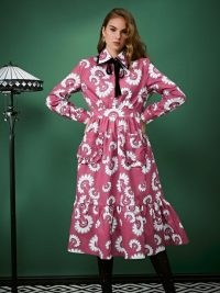sister jane Feather Fan Midi Dress ~ pink vintage style dresses ~ romantic fashion