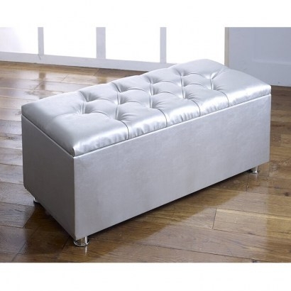 Stager Faux Leather Storage Bench by Ebern Designs in silver - flipped