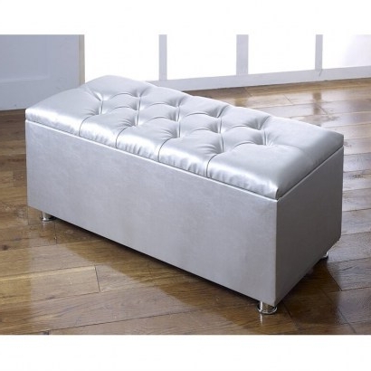 Stager Faux Leather Storage Bench by Ebern Designs in silver