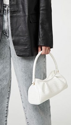 Elleme Dimple Bag | small white croc embossed handbag - flipped