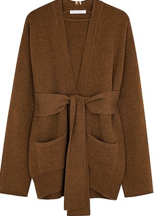EXTREME CASHMERE N°154 Care brown cashmere-blend cardigan ~ waist tie wrap cardigans
