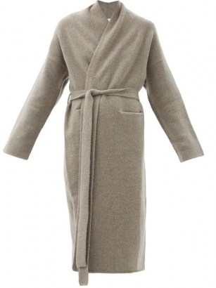 LAUREN MANOOGIAN Felted cashmere-blend longline cardigan | grey robe style cardigans - flipped