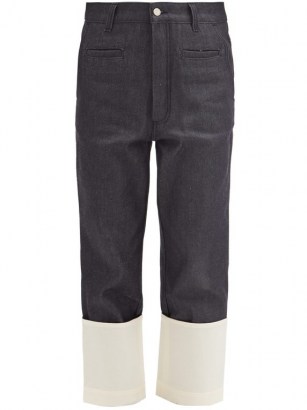 LOEWE Fisherman turn-up cropped-leg jeans in dark indigo / denim