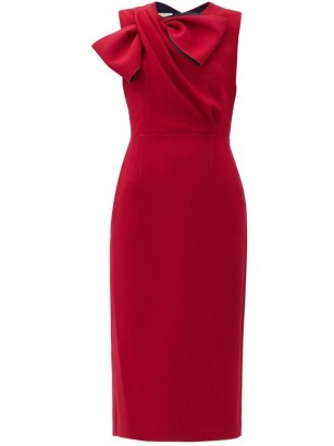 ROKSANDA Flandre draped-bow crepe dress in red – chic vintage style evening dresses - flipped