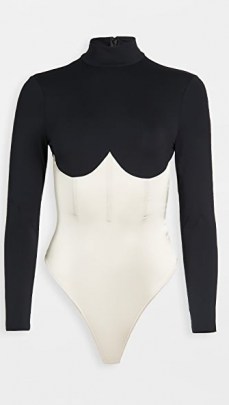 Fleur du Mal Mock Neck Long Sleeve Bodysuit | fitted corset style bodysuits