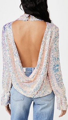 Free People Moonstruck Top lilac glow ~ draped open back sequinned tops ~ evening fashion ~ sparkly party wear - flipped