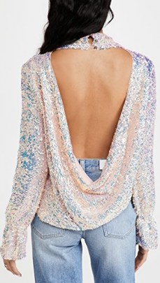 Free People Moonstruck Top lilac glow ~ draped open back sequinned tops ~ evening fashion ~ sparkly party wear