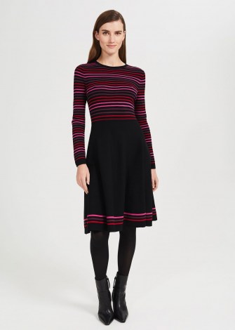HOBBS GIGI KNITTED DRESS – striped long sleeve winter dresses - flipped