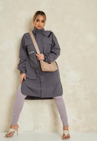 MISSGUIDED grey co ord missguided lightweight trench coat ~ casual coats - flipped