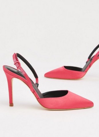 L.K. BENNETT HAYDEN BRIGHT PINK SATIN OPEN COURTS ~ pretty party heels