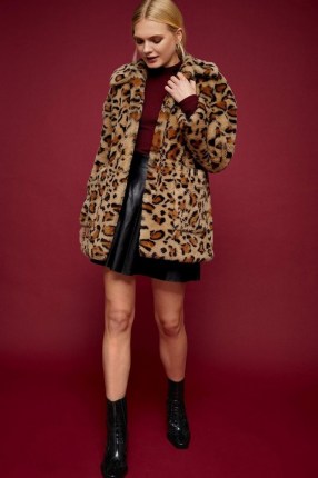 TOPSHOP IDOL Leopard Print Faux Fur Jacket / wild animal prints / fluffy winter coats - flipped