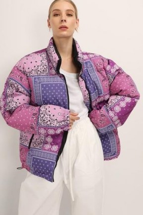 STORETS Nevaeh Reversible Puffer Jacket ~ purple printed winter jackets