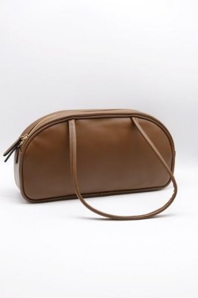 storets Wide Pleather Shoulder Bag | brown faux leather bags