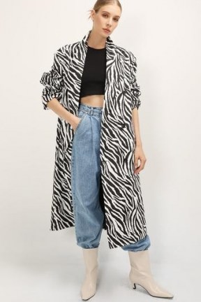 STORETS Ximena Zebra Printed Long Coat ~ longline coats ~ monochrome animal prints - flipped