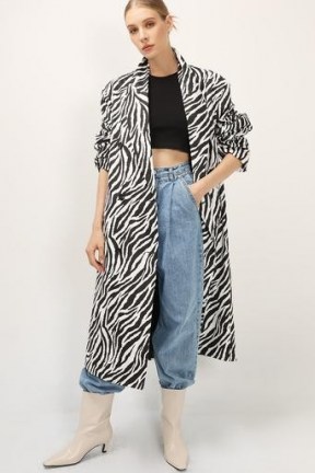 STORETS Ximena Zebra Printed Long Coat ~ longline coats ~ monochrome animal prints
