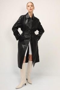 STORETS Natalie Pleather Trench Coat | black faux leather coats