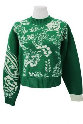 STORETS Sierra Floral Printed Knit Top ~ green patterned sweaters - flipped