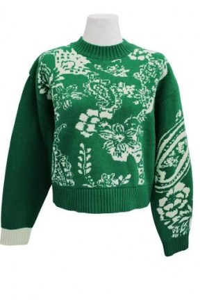 STORETS Sierra Floral Printed Knit Top ~ green patterned sweaters