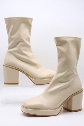 storets Mid Heel Sock Boots | beige retro platform footwear