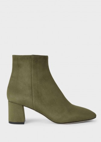 HOBBS IMOGEN ANKLE BOOT – olive-green block heel boots – winter colours – autumn footwear