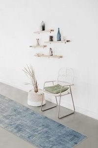 Impasto Slate Blue Rug – indoor washable rug – abstract art