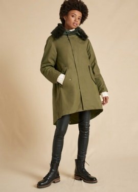Me+Em 2-in-1 Swing Parka + Shearling Hood ~ khaki-green winter coats ~ stylish parkas ~ me and em - flipped