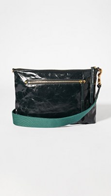 Isabel Marant Nessah Bag ~ dark green crinkled leather bags - flipped
