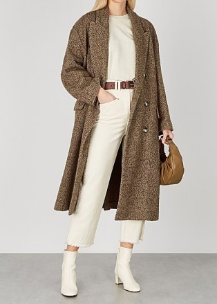 ISABEL MARANT ÉTOILE Ojima brown herringbone wool-blend coat – neutral winter coats - flipped