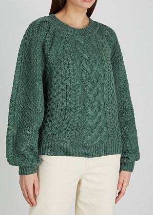 ISABEL MARANT ÉTOILE Romy cable-knit wool jumper | slouchy green jumpers