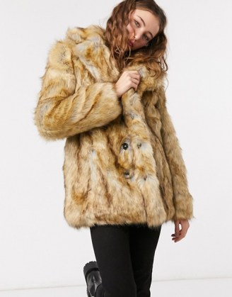 Jakke heather mid length coat in faux brushed fur ~ glamorous winter coats - flipped