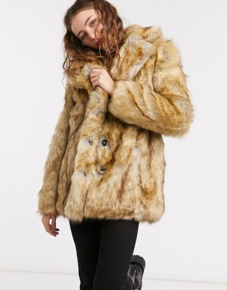Jakke heather mid length coat in faux brushed fur ~ glamorous winter coats