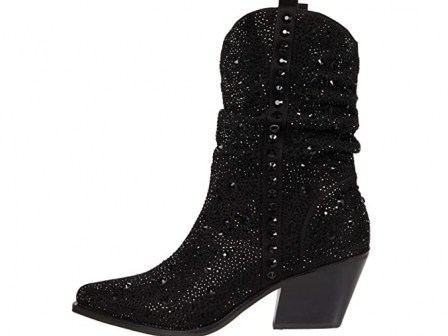 Jessica Simpson Zellya embellished western boot in black ~ glittering crystal covered boots - flipped